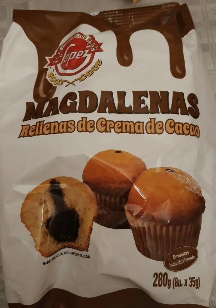 Magdalenas rellenas de crema de cacao