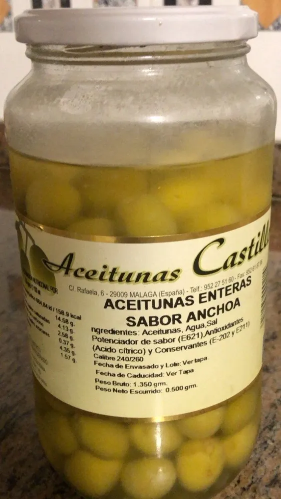 aceitunas enteras sabor anchoa