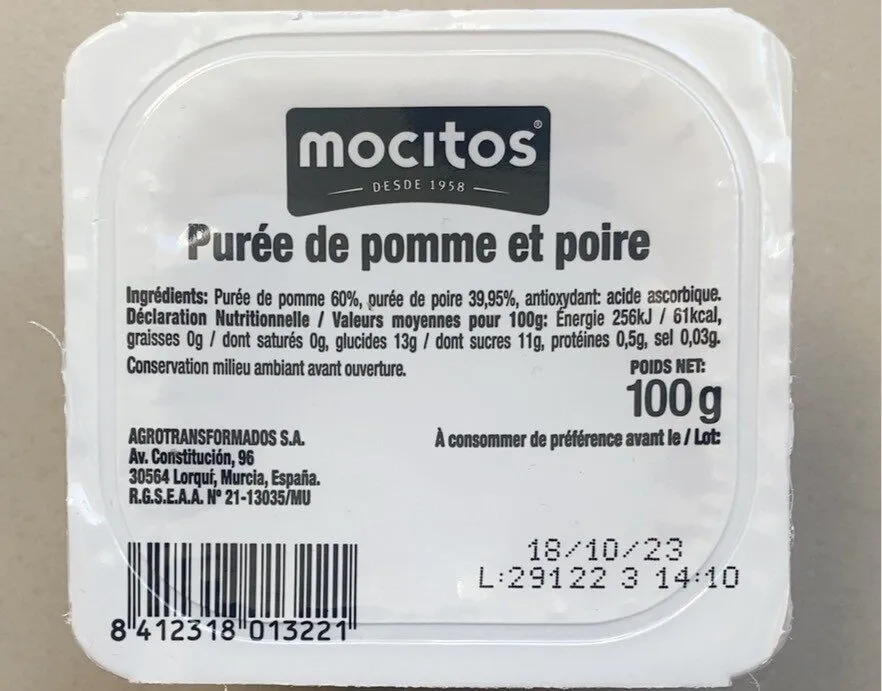 Purée de pomme et poire