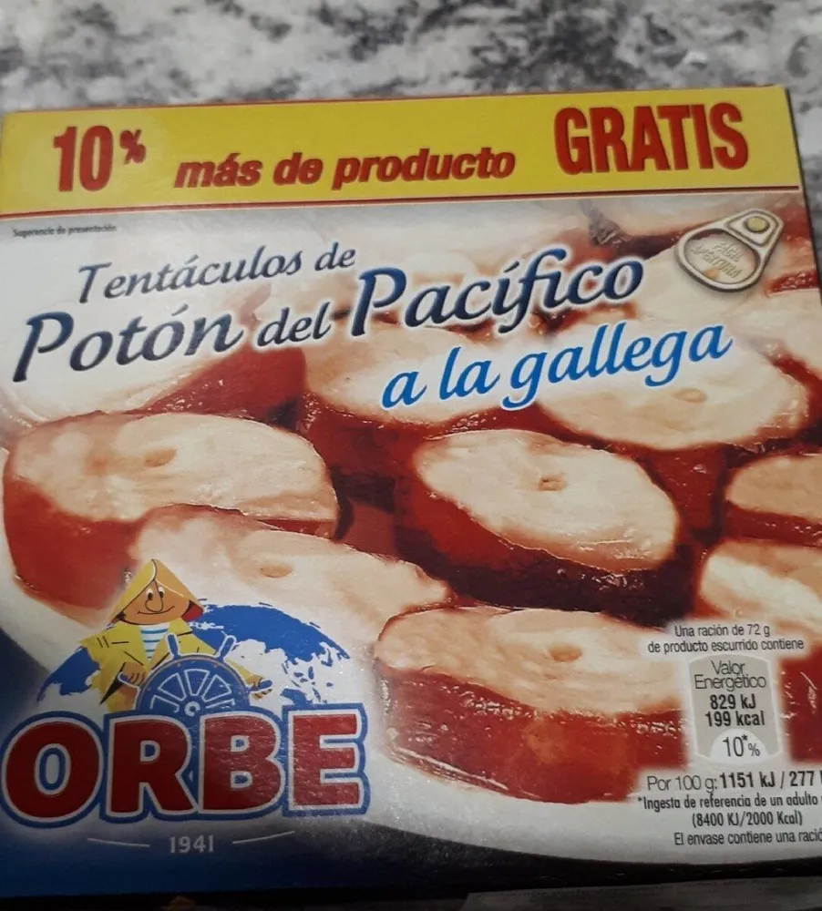 Tentáculos de poton del Pacífico a la gallega