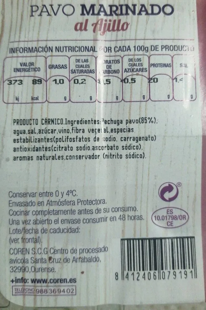 Pechuga de pavo marinada