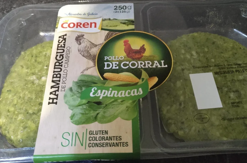 Hamburguesas de pollo Campero espinacas