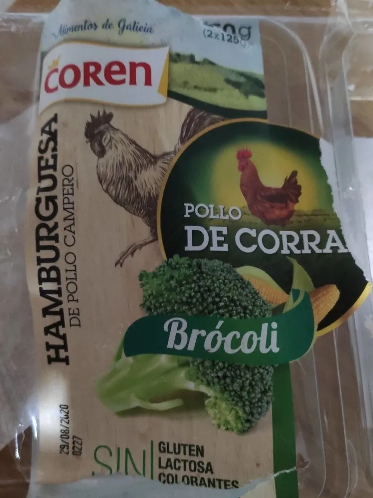 Hamburguesa de pollo Campero con Brócoli