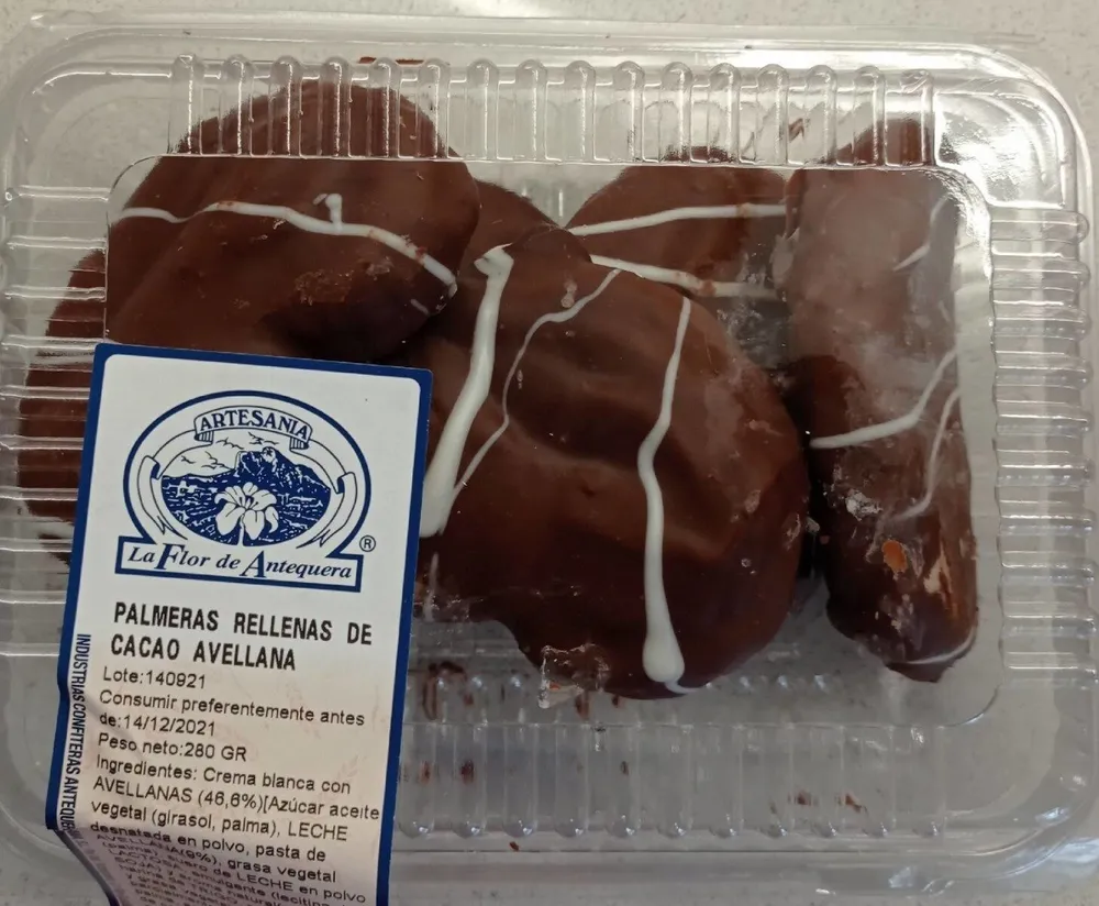 Palmeras rellenas de cacao avellanas