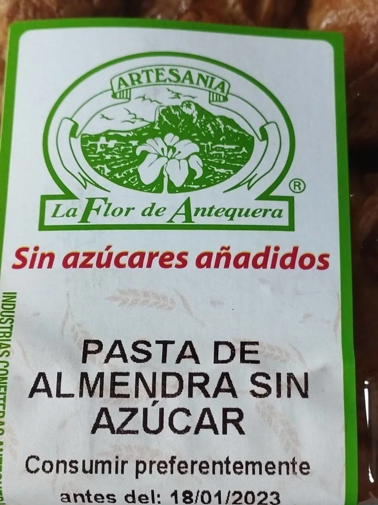 Pasta de Almendra sin azúcar