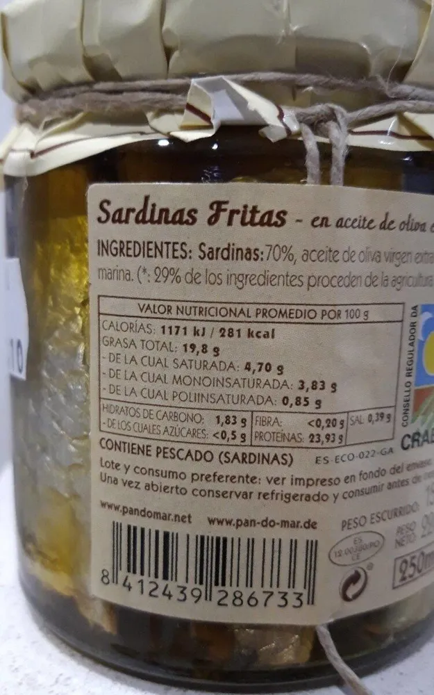 Sardinas fritas en aceite de oliva ecológico