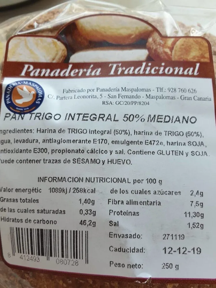 Pan Trigo integral 50% mediano