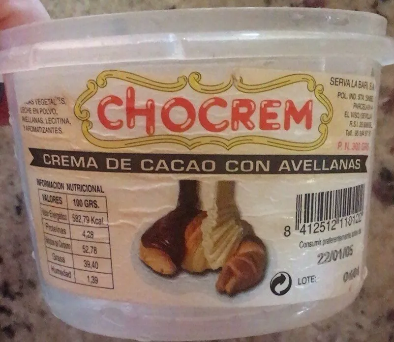 Crema de cacao con avellanas
