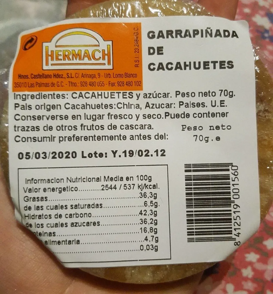 Garrapiñada de cacahuetes