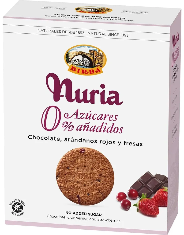 Nuria, galletas de chocolate, arándanos rojos y fresas