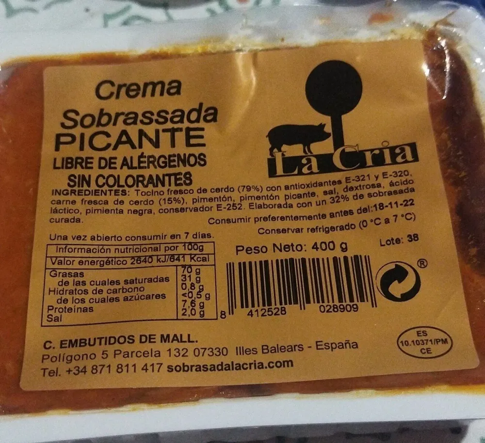 Crema Sobrassada Oicante