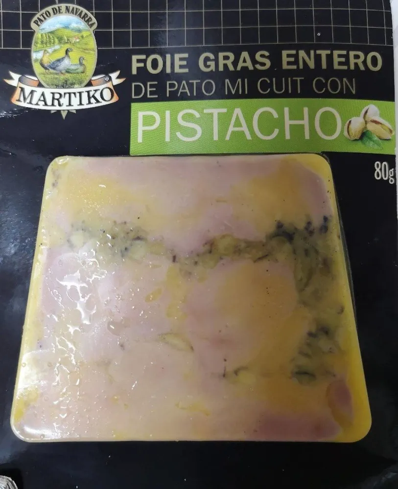 Foie gras entero de pato mi cuit con pistacho