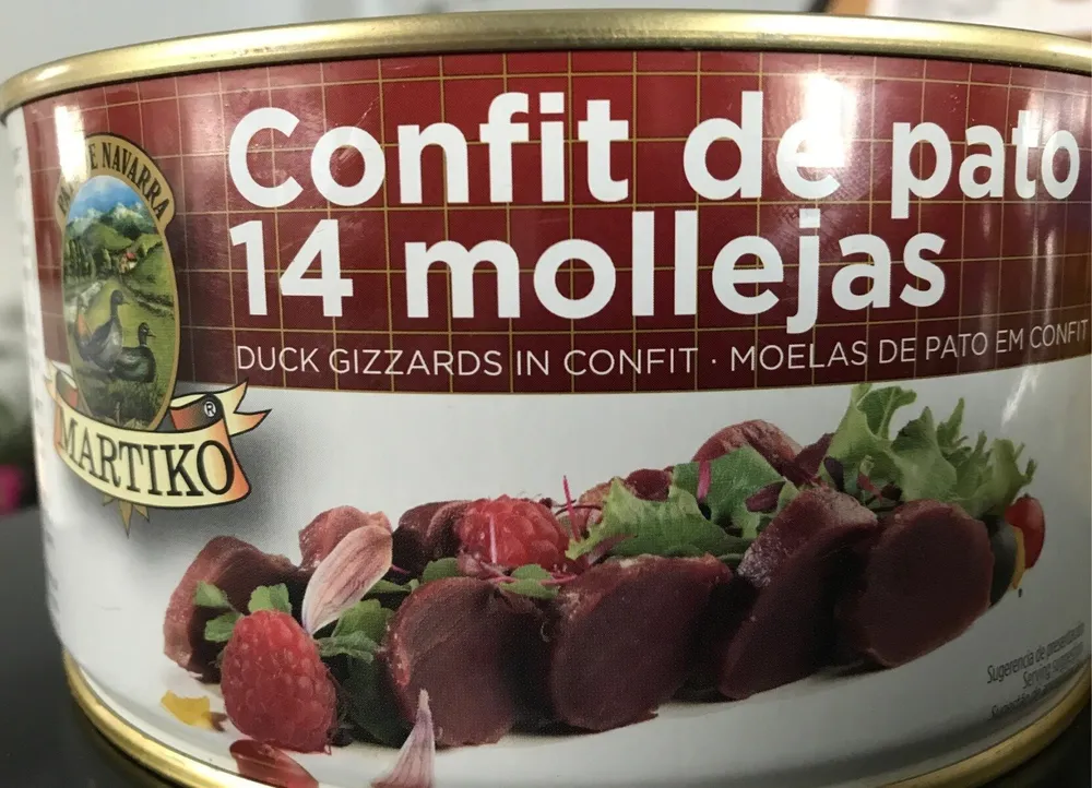 Confit de pato. 14 mollejas