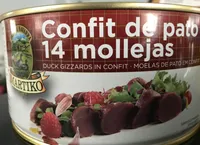 Confit de pato. 14 mollejas