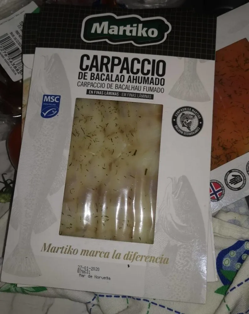 Carpaccio de bacalao ahumado