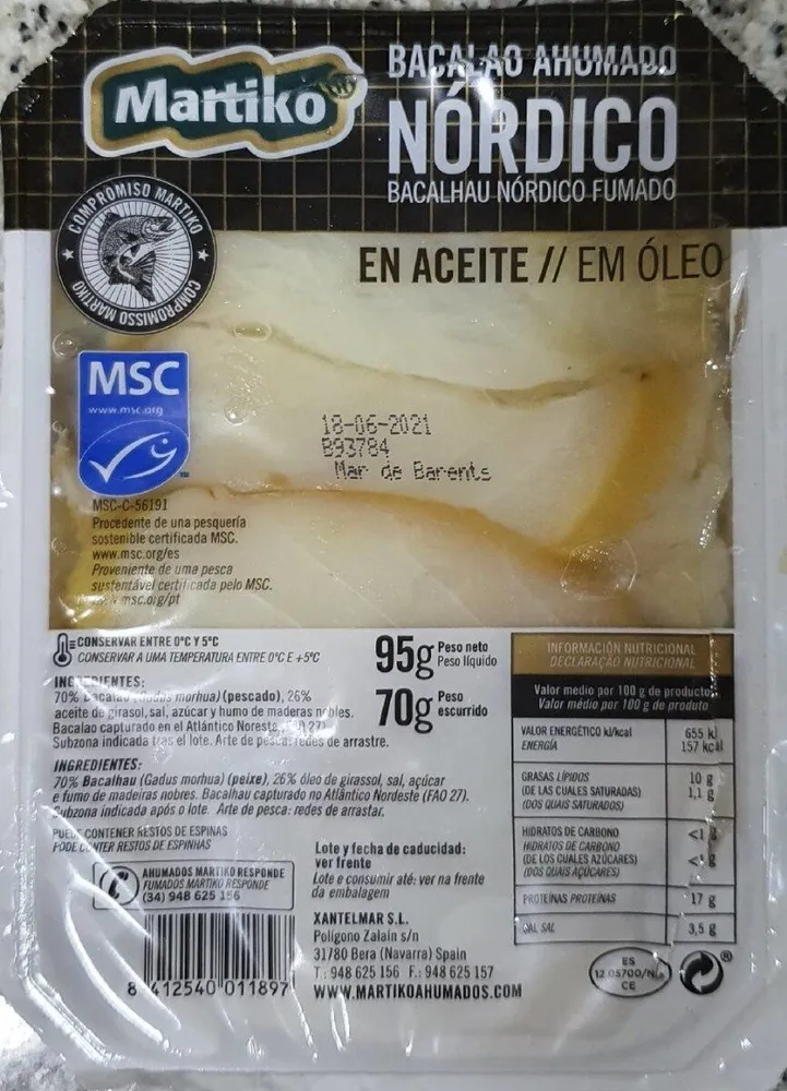 Bacalao ahumado en aceite