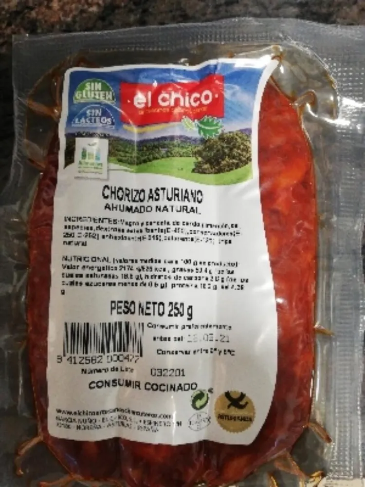 Chorizo extra sin gluten sin lácteos