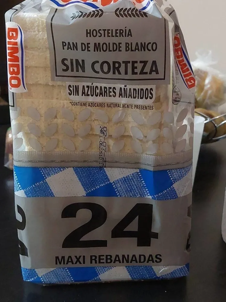 Pan de molde Bimbo blanco sin corteza