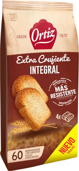 Pan tostado integral extracrujiente rebanadas