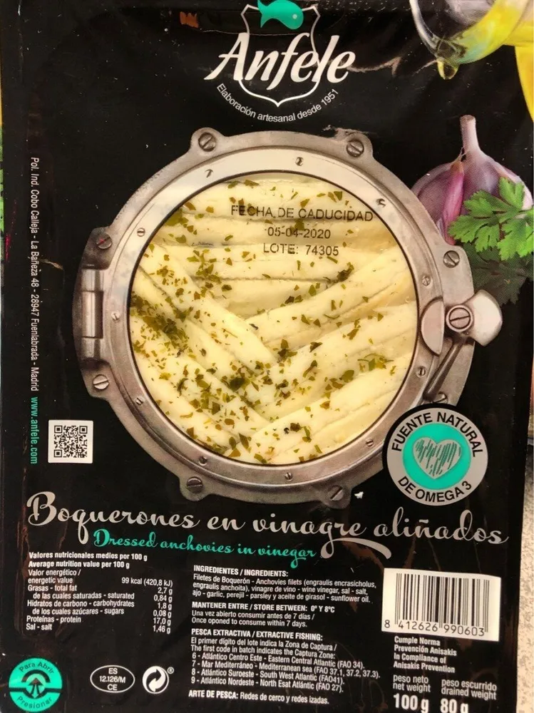 Boqueron en vinagre aliñado