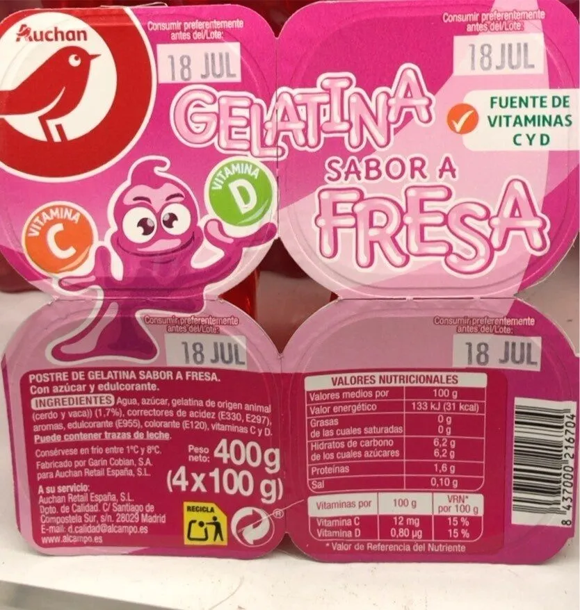 Gelatina sabor fresa