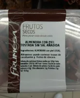 Almendra con piel tostada sin sal añadida