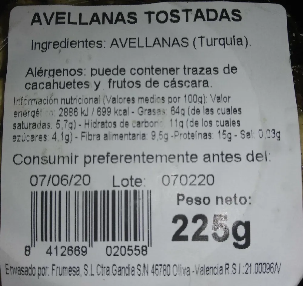 Avellanas tostadas