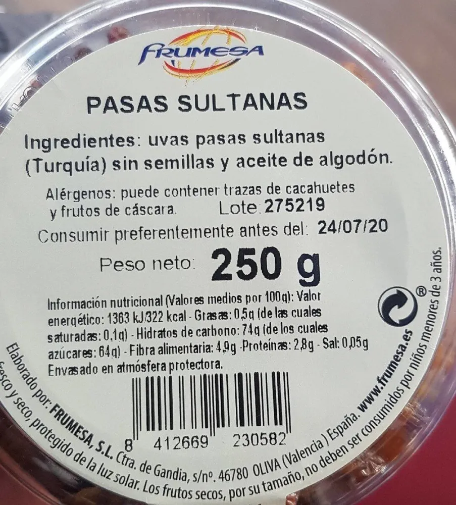 Pasas sultanas