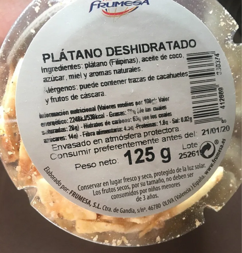 Platano deshidratado