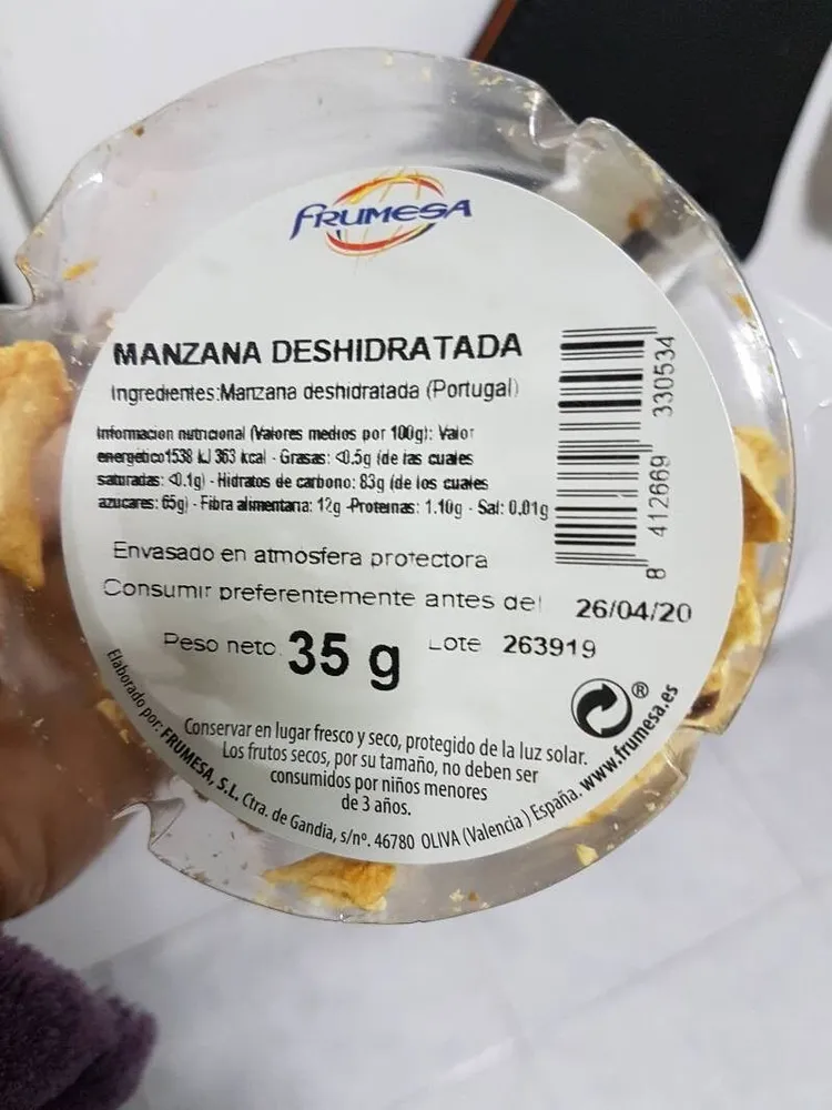 manzana deshidratada