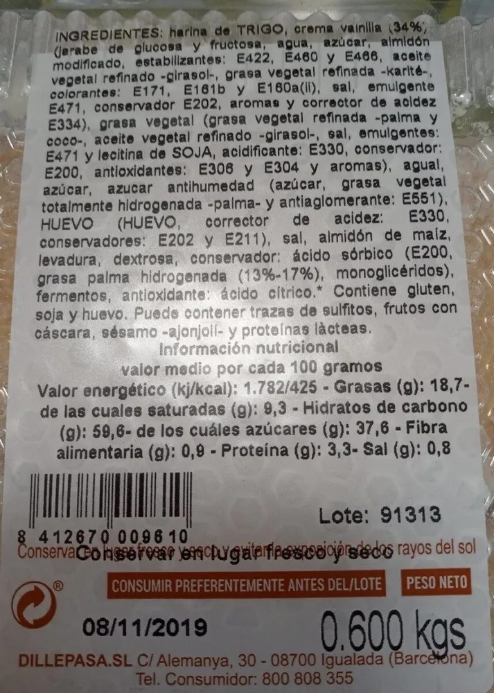 Milhoja crema familiar
