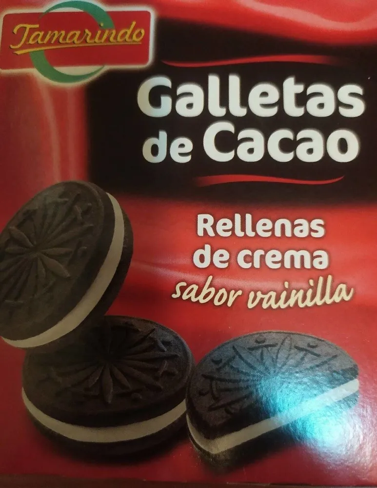 Galletas de cacao rellenas de crema sabor vainilla