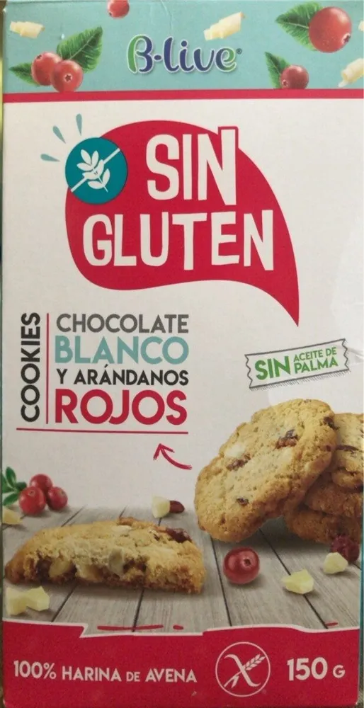 Cookies de chocolate blanco y arándanos rojos sin gluten