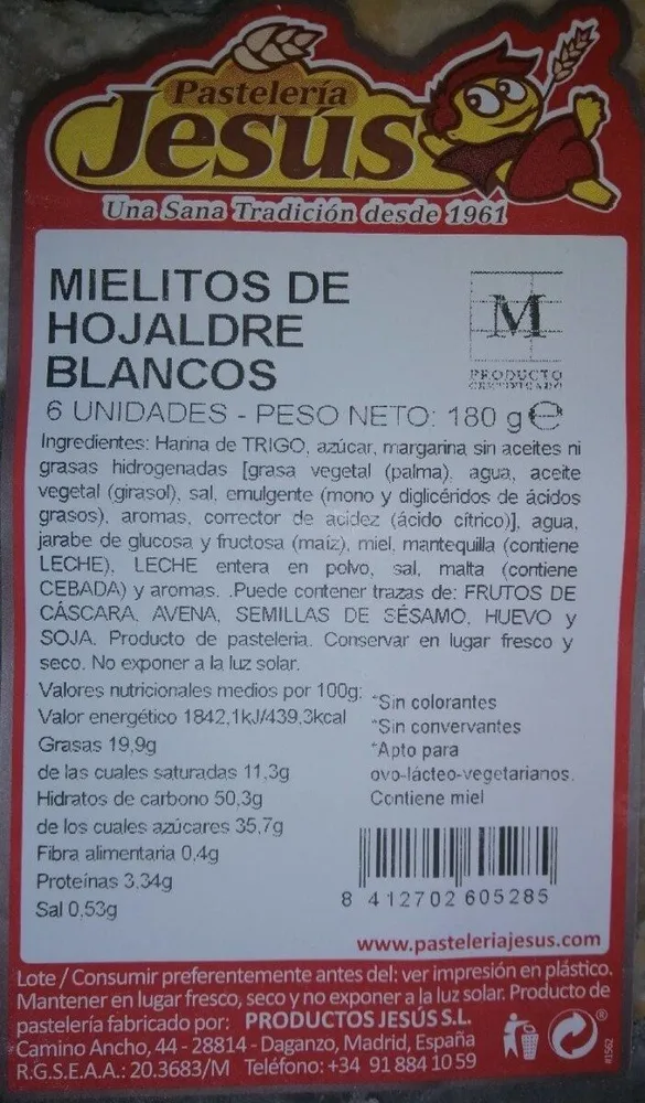 Mielitos de hojaldre blancos
