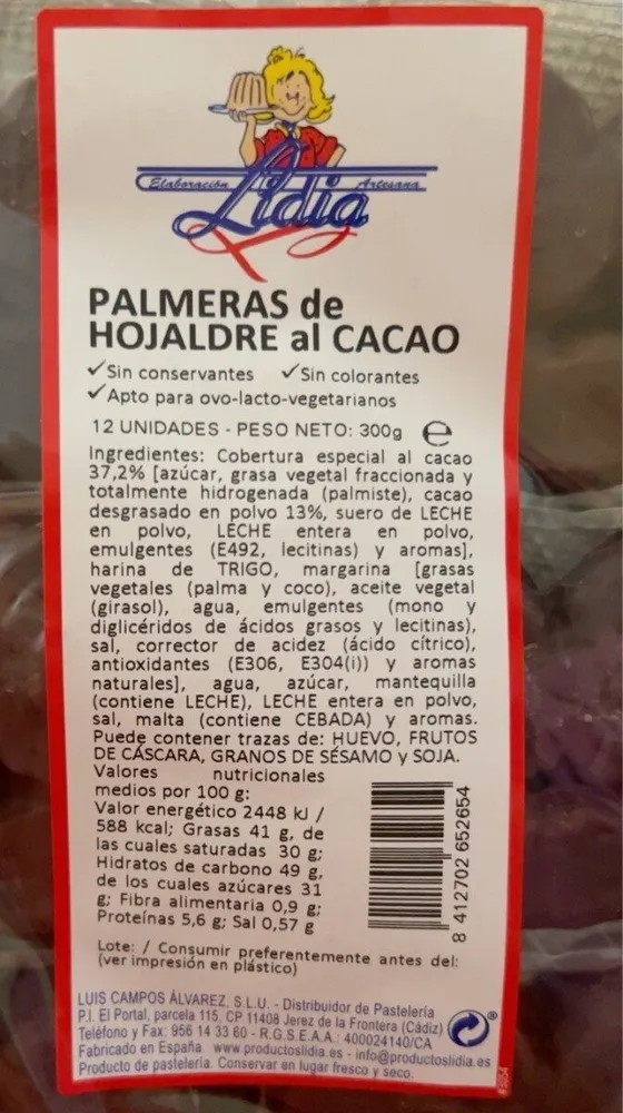 PALMERAS DE HOJALDRE AL CACAO