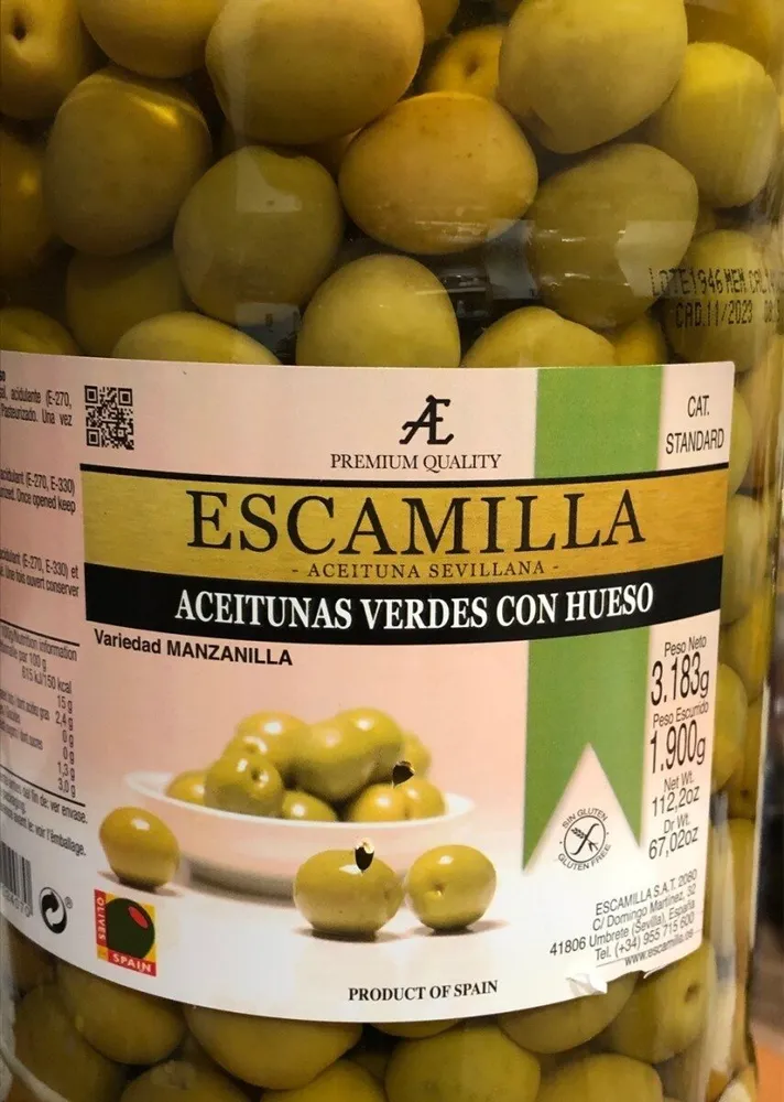 Aceitunas verdes con hueso