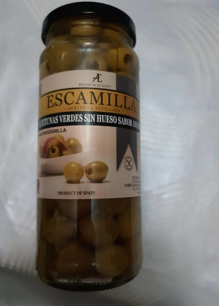 Aceitunas verdes sin hueso sabor anchoa