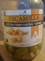 Aceintunas verdes partidas allinadas