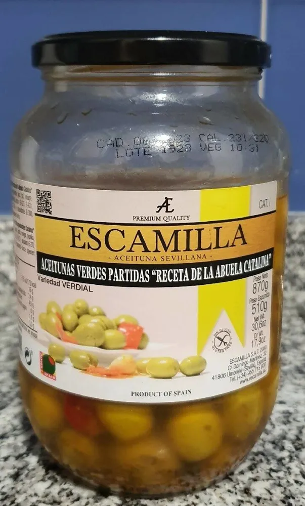 Aceitunas verdes partidas " Receta de la abuela Catalana "
