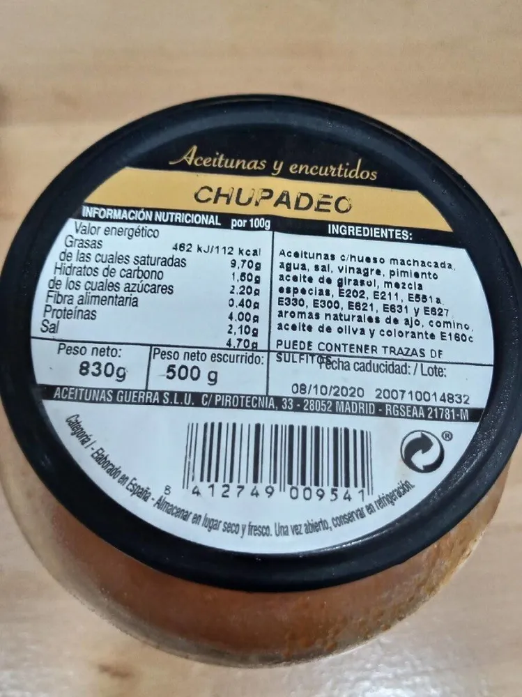 Aceitunas chupadeo
