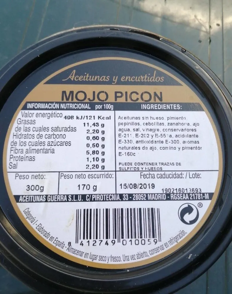 Aceitunas y encurtidos mojo picón