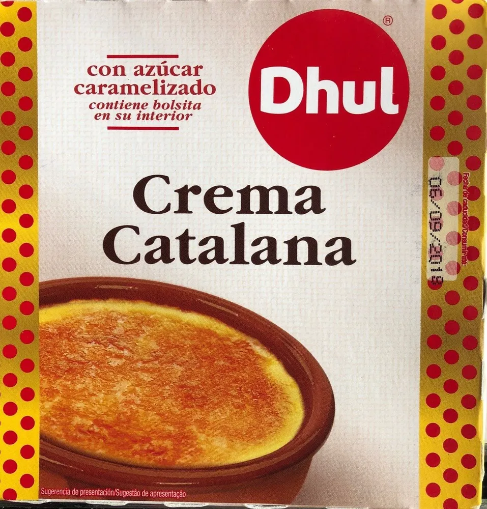 Crema catalana con bolsita de azúcar caramelizado sin gluten
