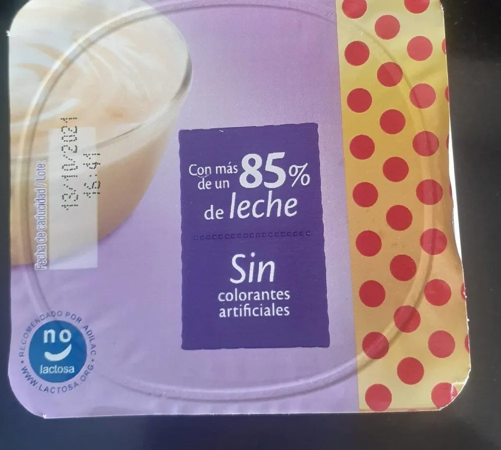Natillas sin lactosa