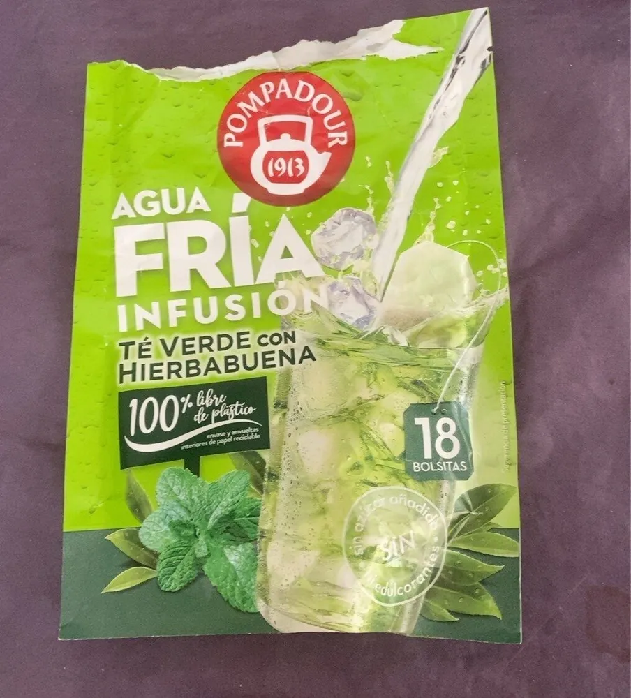 Infusión agua fria (te verde hierbabuena)