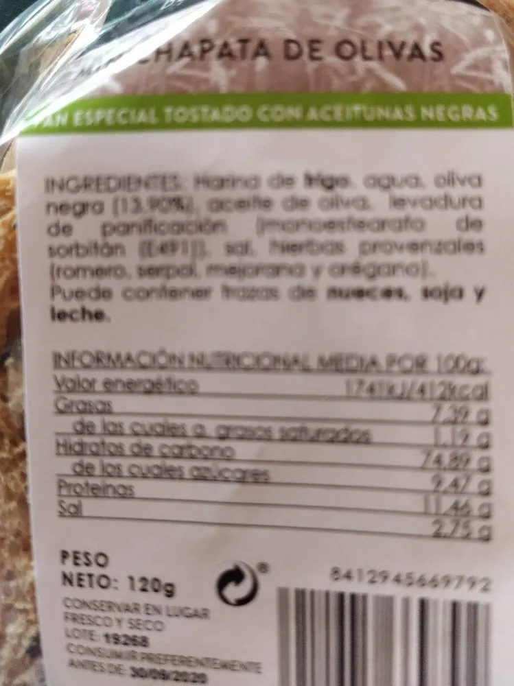 Minichapata de olivas