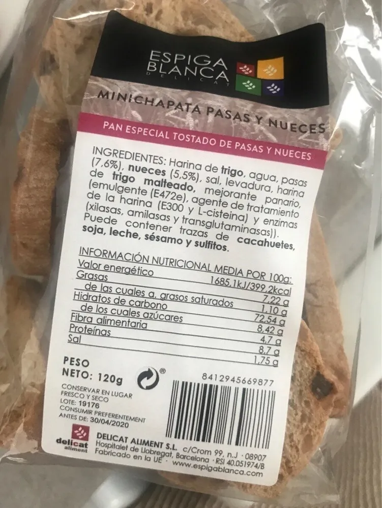 Mini chapata pasas y nueces