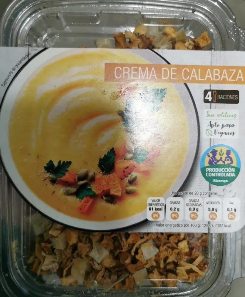 Crema de calabaza deshidratada
