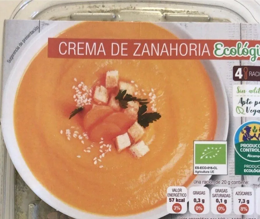 Crema de zanahoria deshidratada