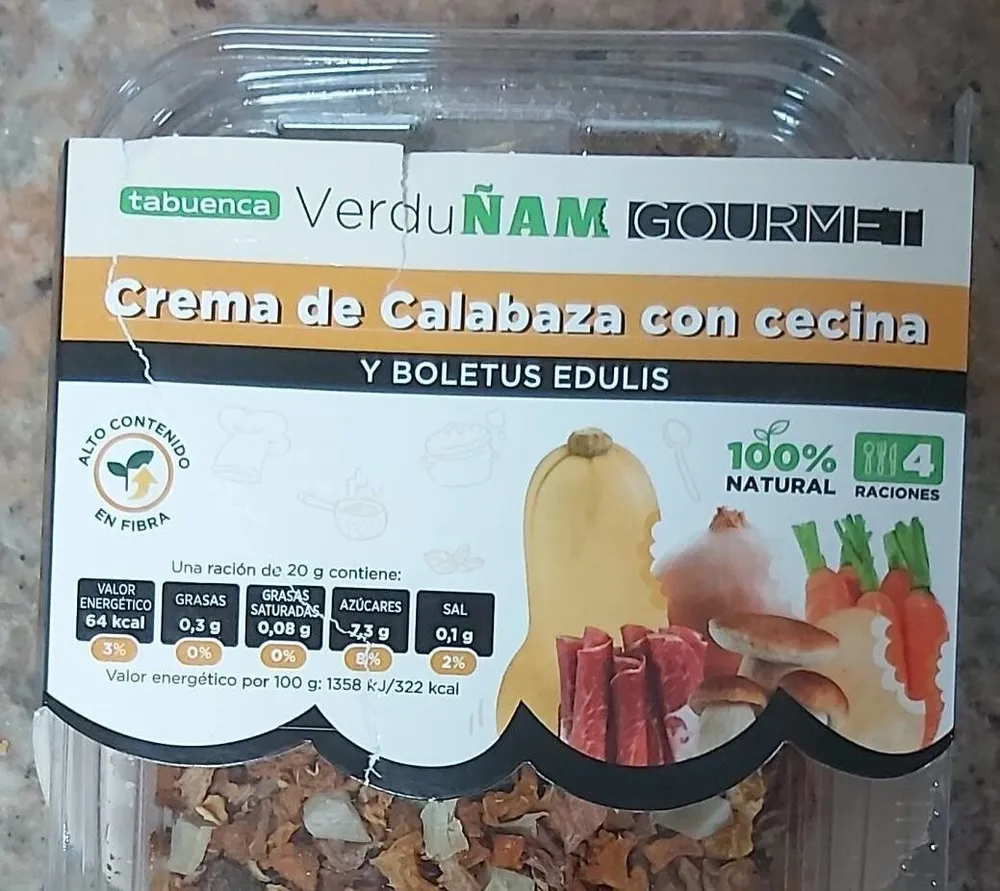 Crema de calabacín con cecina