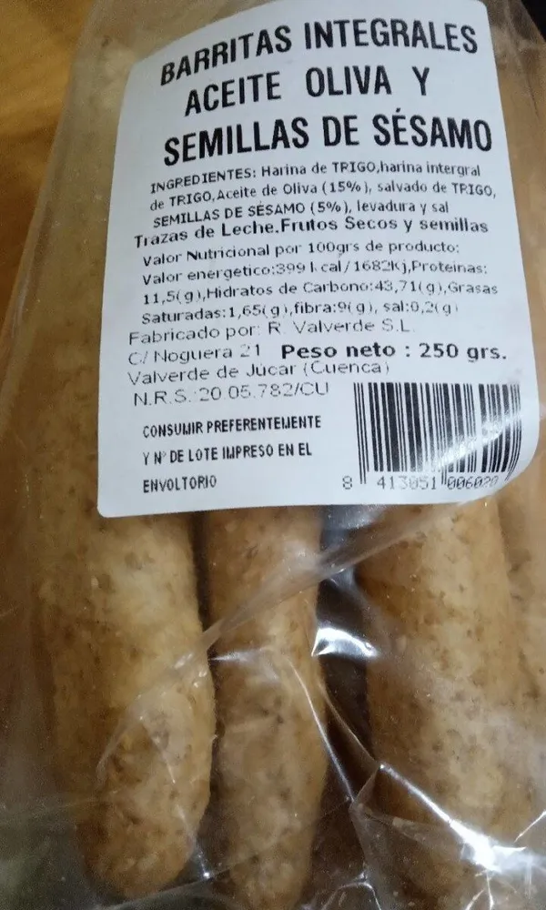 Barritas integrales aceite de oliva y semillas de sésamo